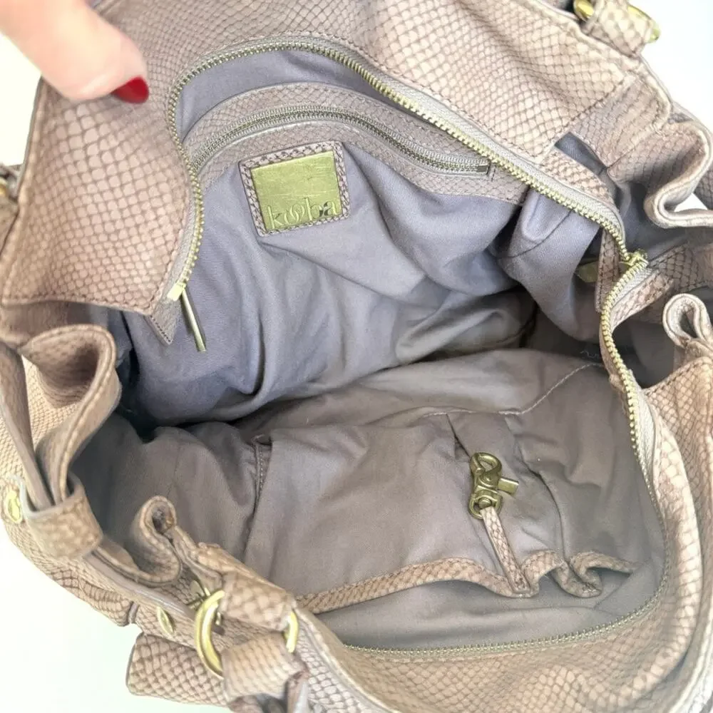 KOOBA Blush‎ Python Embossed Leather Shoulder Bag Gold Hardware Y2K